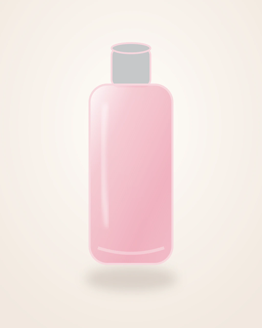 Lancôme Miracle stilizált palackillusztrációja: Magas, átlátszó, enyhén lekerekített rózsaszín téglatest, vastag talppal és rövid ezüst hengerkupakkal.